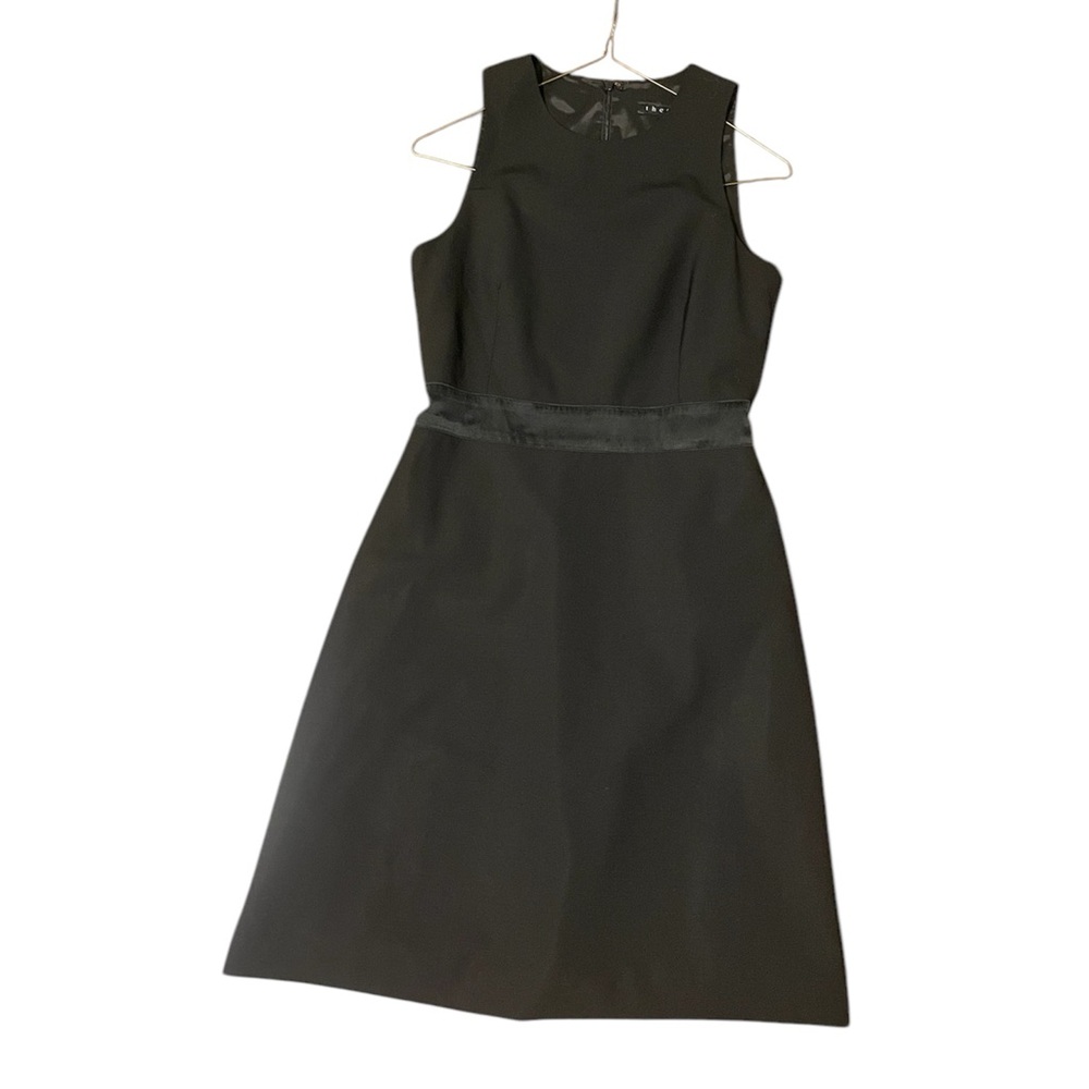 Theory black dress work casual with satin waist small